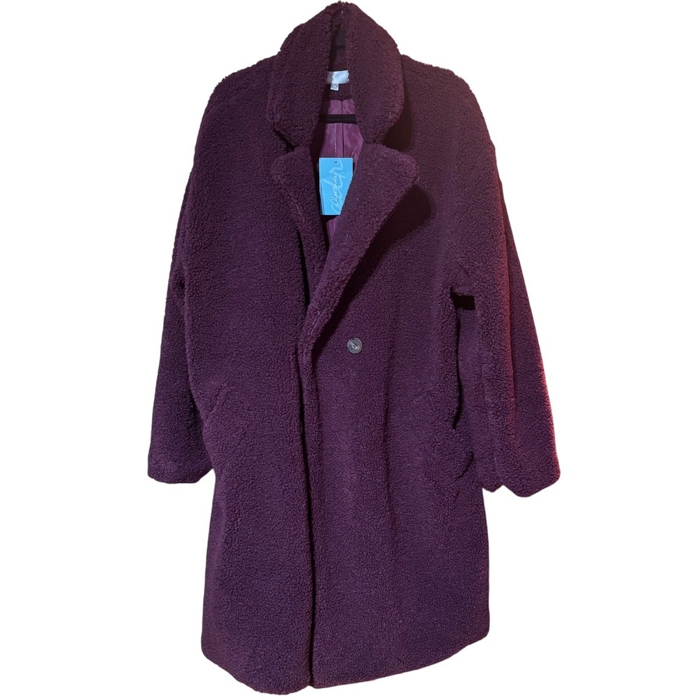 Alexander Del Rossa‎ Plush Teddy Coat 2X Deep Burgundy NWT *read description*